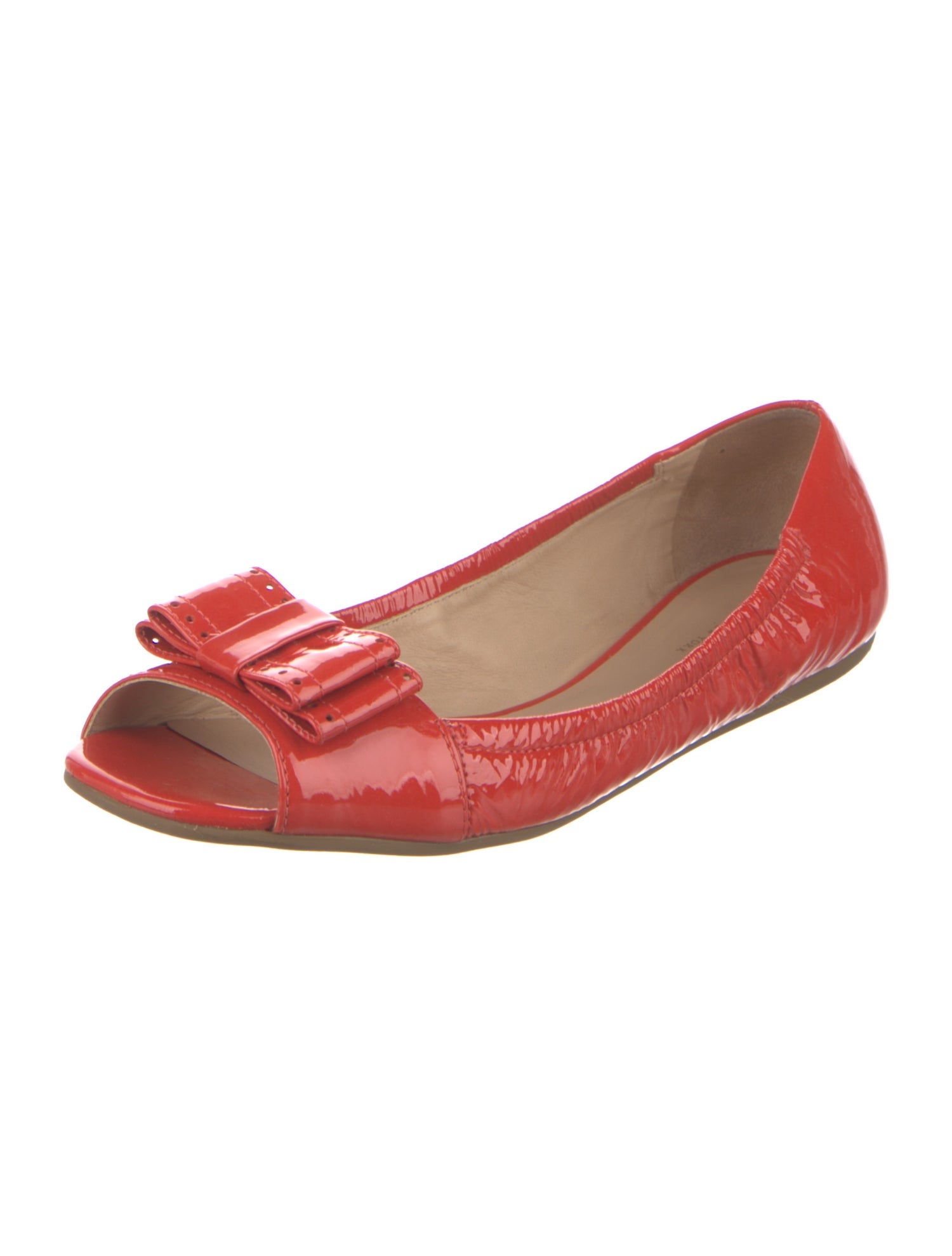 Kate Spade New York Patent Leather Bow Accents Ballet Flats
